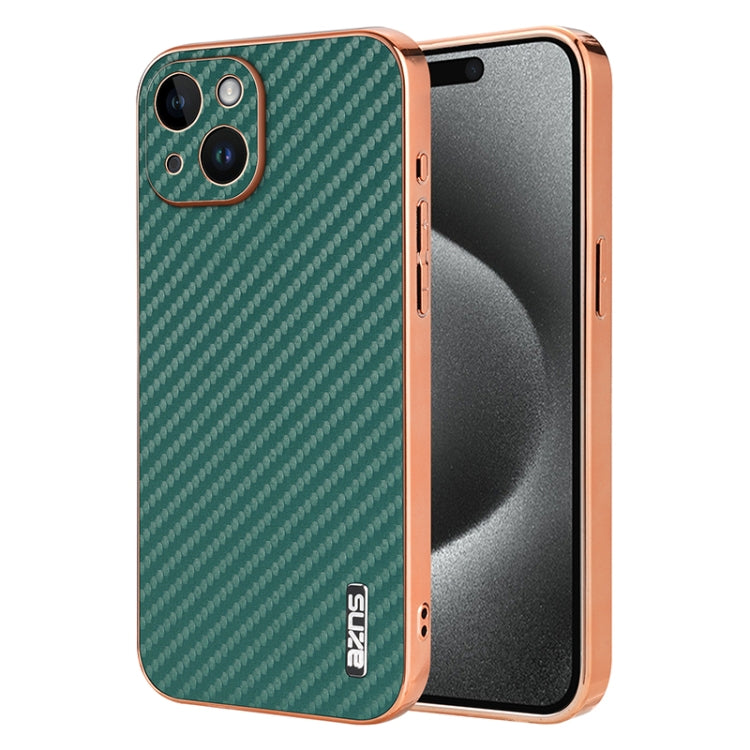 AZNS Electroplated Edge Carbon Fiber Texture Phone Case, For iPhone 17 Pro Max����...