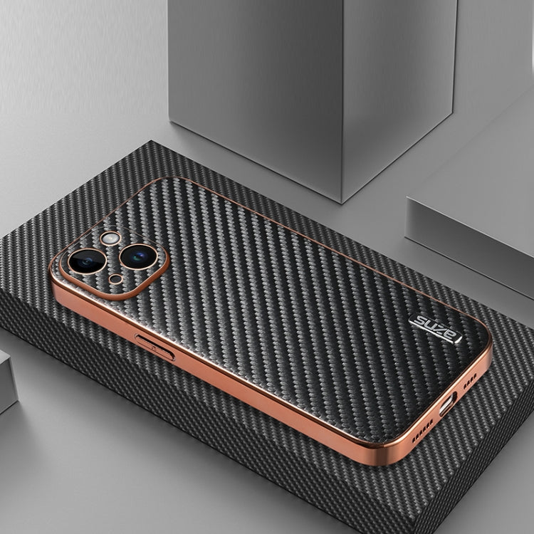 AZNS Electroplated Edge Carbon Fiber Texture Phone Case, For iPhone 15������������...