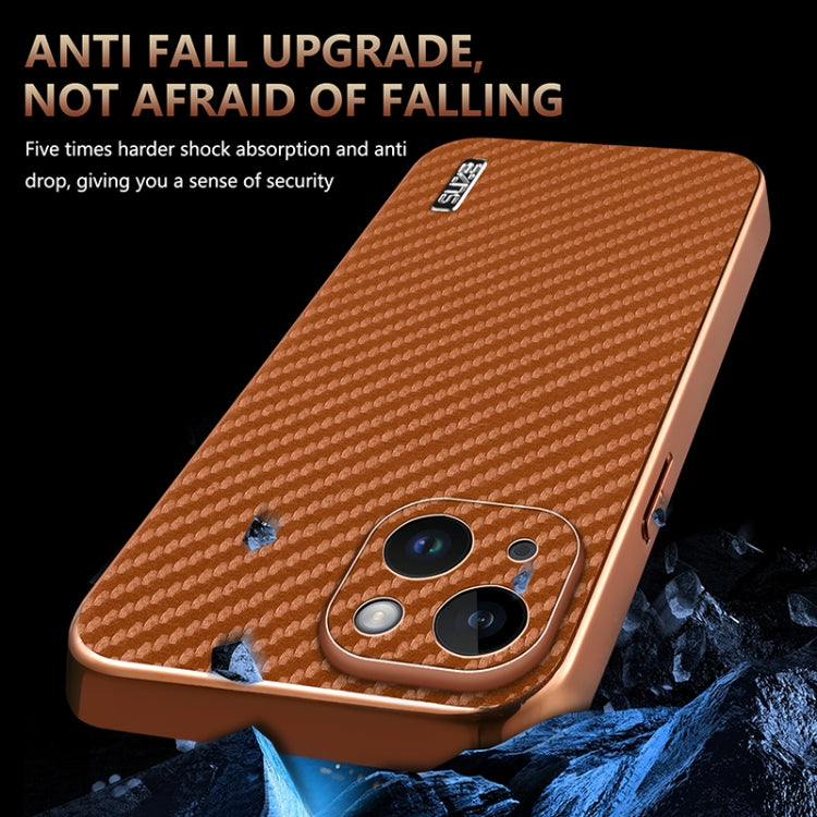 AZNS Electroplated Edge Carbon Fiber Texture Phone Case, For iPhone 15������������...