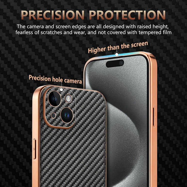 AZNS Electroplated Edge Carbon Fiber Texture Phone Case, For iPhone 15������������...