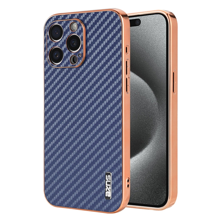 AZNS Electroplated Edge Carbon Fiber Texture Phone Case, For iPhone 15������������...