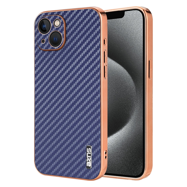 AZNS Electroplated Edge Carbon Fiber Texture Phone Case, For iPhone 15������������...