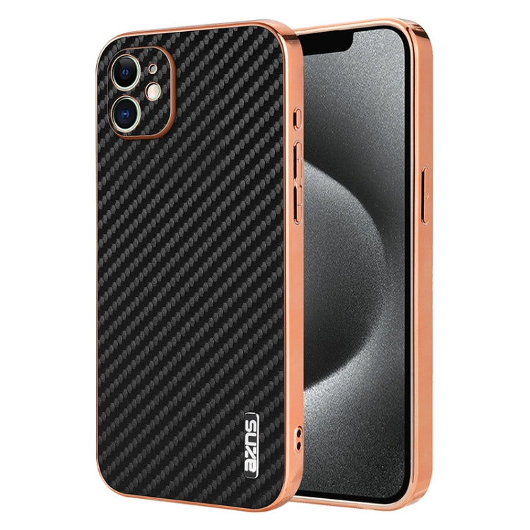 AZNS Electroplated Edge Carbon Fiber Texture Phone Case, For iPhone 15������������...