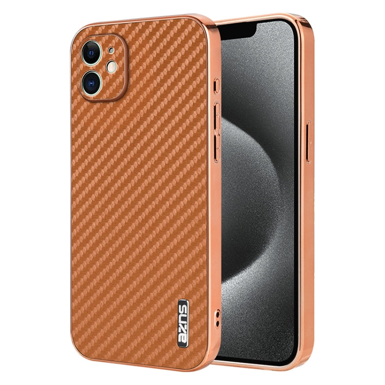 AZNS Electroplated Edge Carbon Fiber Texture Phone Case, For iPhone 15������������...