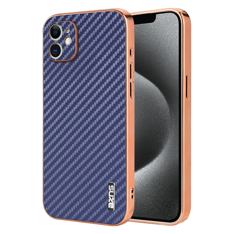 AZNS Electroplated Edge Carbon Fiber Texture Phone Case, For iPhone 15������������...