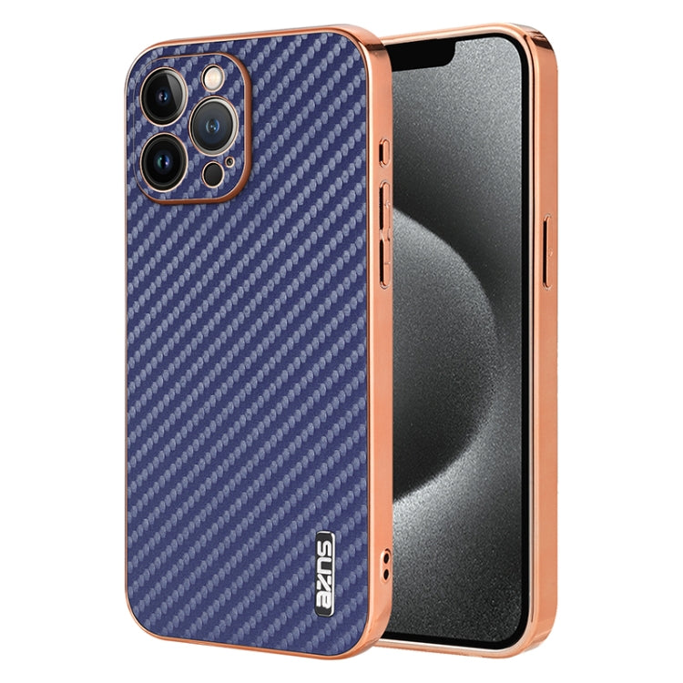 AZNS Electroplated Edge Carbon Fiber Texture Phone Case, For iPhone 15������������...