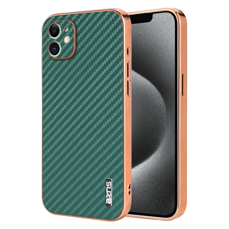 AZNS Electroplated Edge Carbon Fiber Texture Phone Case, For iPhone 15������������...