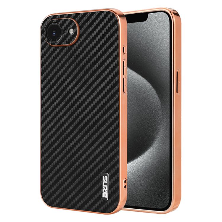 AZNS Electroplated Edge Carbon Fiber Texture Phone Case, For iPhone 17 Pro Max����...