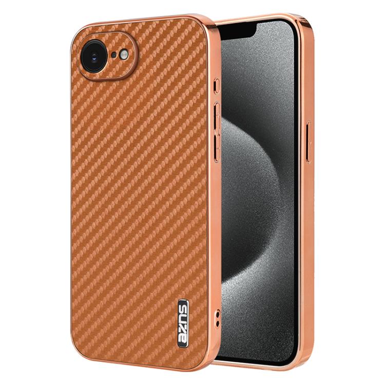 AZNS Electroplated Edge Carbon Fiber Texture Phone Case, For iPhone 17 Pro Max����...