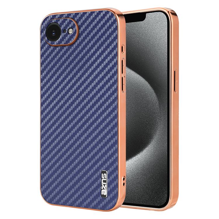 AZNS Electroplated Edge Carbon Fiber Texture Phone Case, For iPhone 17 Pro Max����...