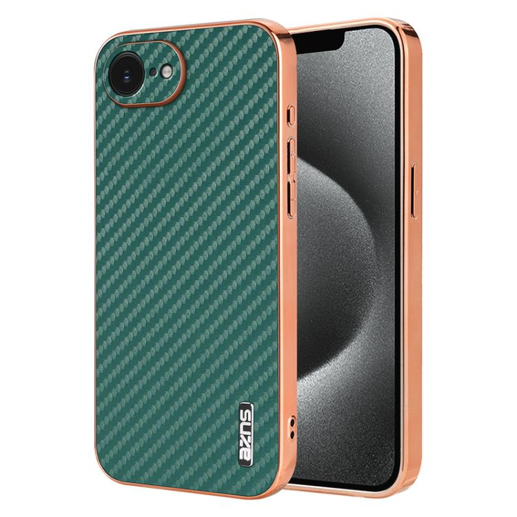 AZNS Electroplated Edge Carbon Fiber Texture Phone Case, For iPhone 17 Pro Max����...