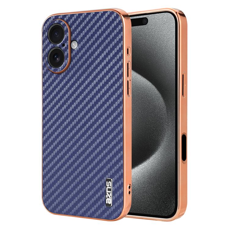 AZNS Electroplated Edge Carbon Fiber Texture Phone Case, For iPhone 17 Pro Max����...