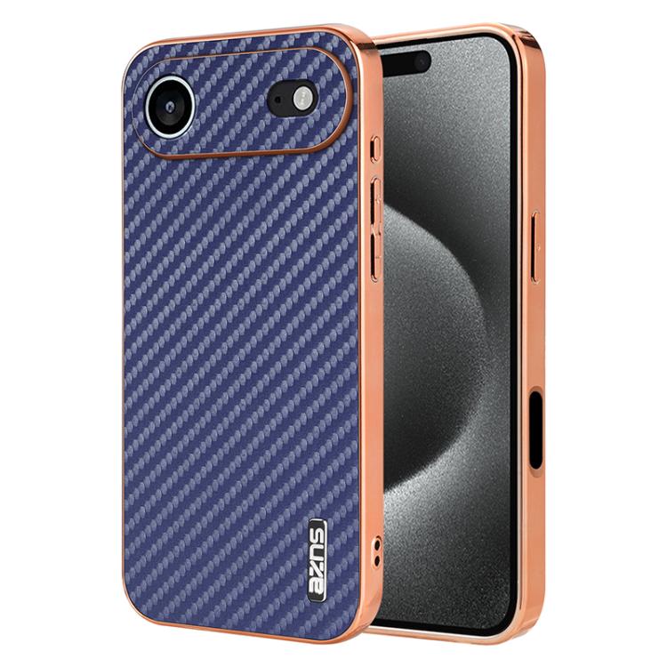 AZNS Electroplated Edge Carbon Fiber Texture Phone Case, For iPhone 17 Pro Max����...