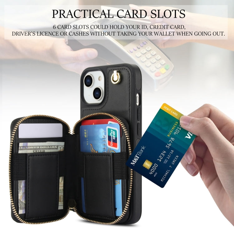 AwQuer Crossbody Zipper Wallet Rhombic Leather Back Phone Case, For iPhone 14 Plus...