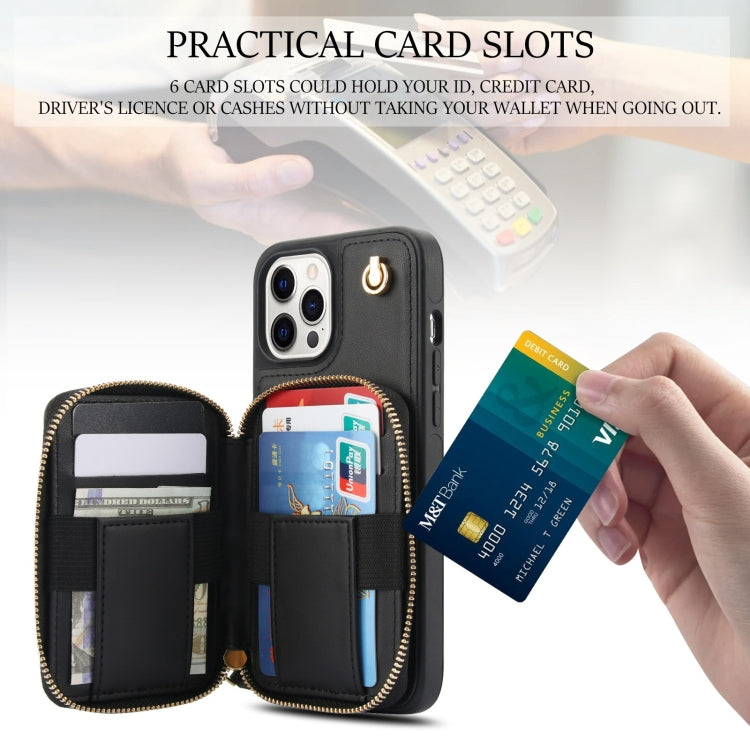 AwQuer Crossbody Zipper Wallet Rhombic Leather Back Phone Case, For iPhone 13 Pro�...