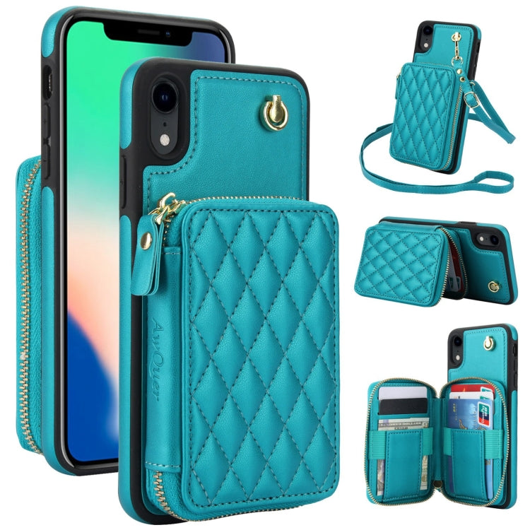 AwQuer Crossbody Zipper Wallet Rhombic Leather Back Phone Case, For iPhone X / XS�...