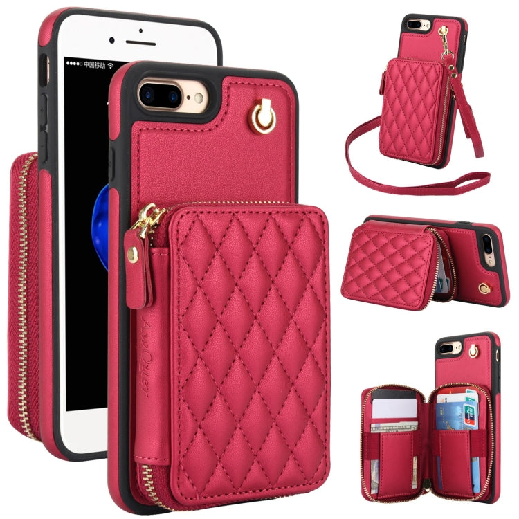AwQuer Crossbody Zipper Wallet Rhombic Leather Back Phone Case, For iPhone X / XS�...