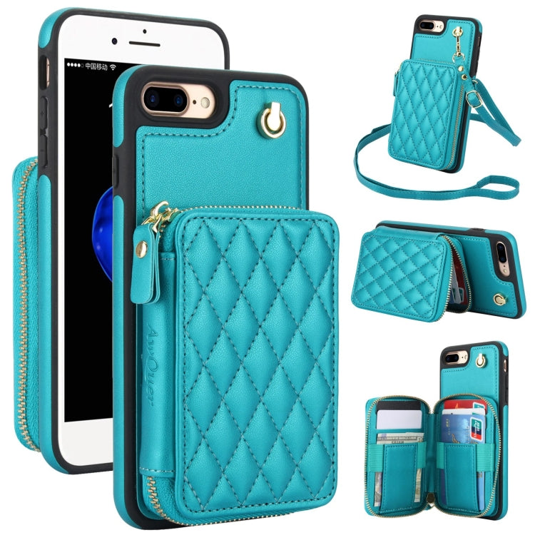 AwQuer Crossbody Zipper Wallet Rhombic Leather Back Phone Case, For iPhone X / XS�...