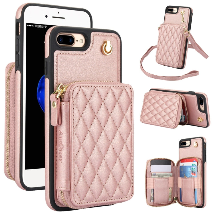 AwQuer Crossbody Zipper Wallet Rhombic Leather Back Phone Case, For iPhone X / XS�...
