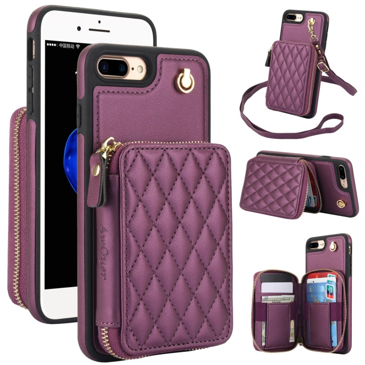 AwQuer Crossbody Zipper Wallet Rhombic Leather Back Phone Case, For iPhone X / XS�...