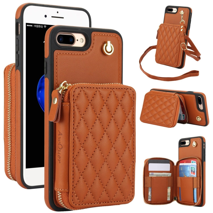 AwQuer Crossbody Zipper Wallet Rhombic Leather Back Phone Case, For iPhone X / XS�...