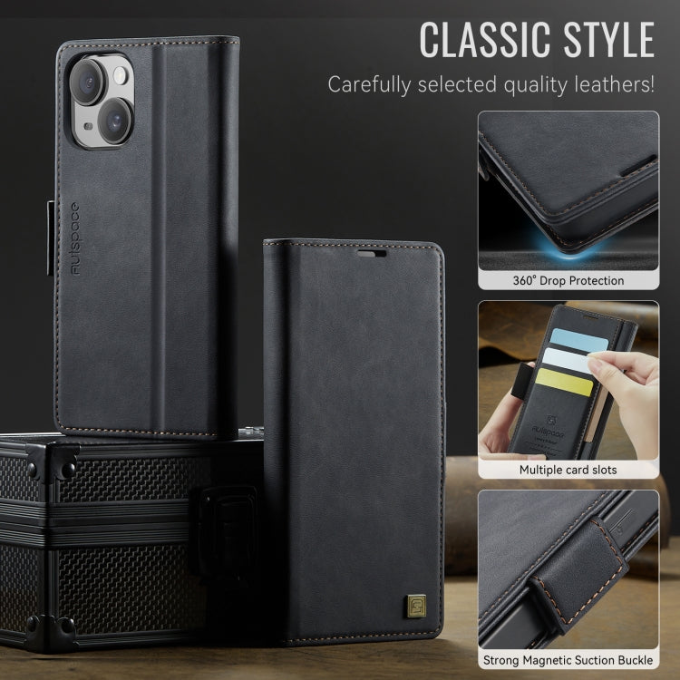 AutSpace A11 Side Buckle MagSafe Magnetic RFID Phone Leather Case, For iPhone 15��...