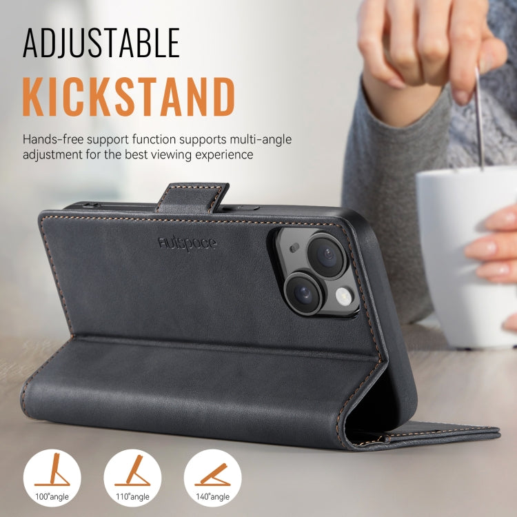 AutSpace A11 Side Buckle MagSafe Magnetic RFID Phone Leather Case, For iPhone 15��...
