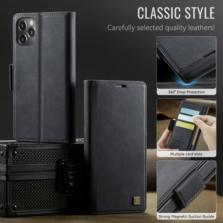 AutSpace A11 Side Buckle MagSafe Magnetic RFID Phone Leather Case, For iPhone 11 Pro