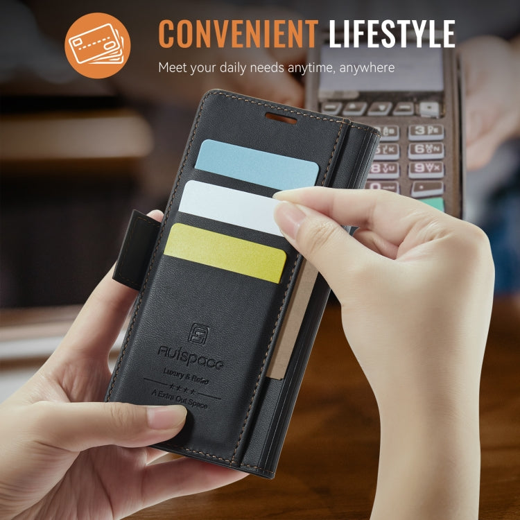 AutSpace A11 Side Buckle MagSafe Magnetic RFID Phone Leather Case, For iPhone 11 Pro