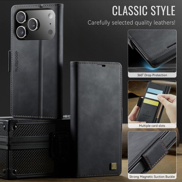 AutSpace A11 Side Buckle MagSafe Magnetic RFID Phone Leather Case�����������������...