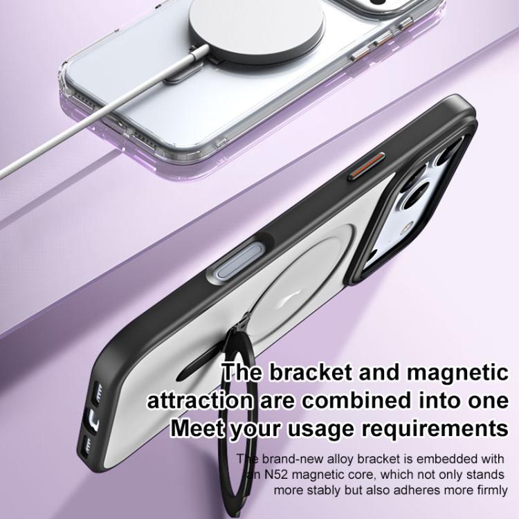 Airbag MagSafe Shockproof Frosted Phone Case with Fold Holder, For iPhone 17 Pro M...