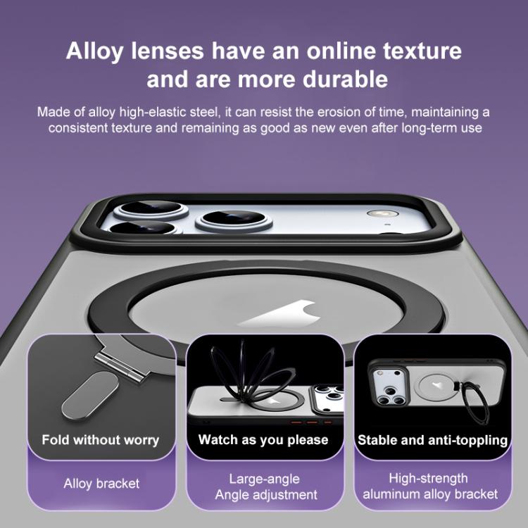Airbag MagSafe Shockproof Frosted Phone Case with Fold Holder, For iPhone 17 Pro M...