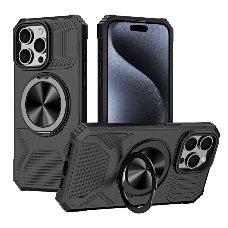 Alloy Rotating Holder MagSafe Shockproof Phone Case, For iPhone 15����������������...