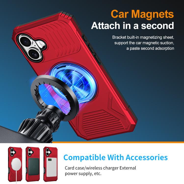 Alloy Rotating Holder MagSafe Shockproof Phone Case, For iPhone 16����������������...