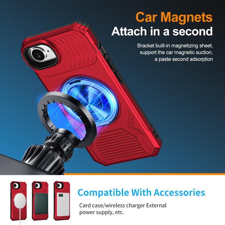 Alloy Rotating Holder MagSafe Shockproof Phone Case, For iPhone 16e���������������...