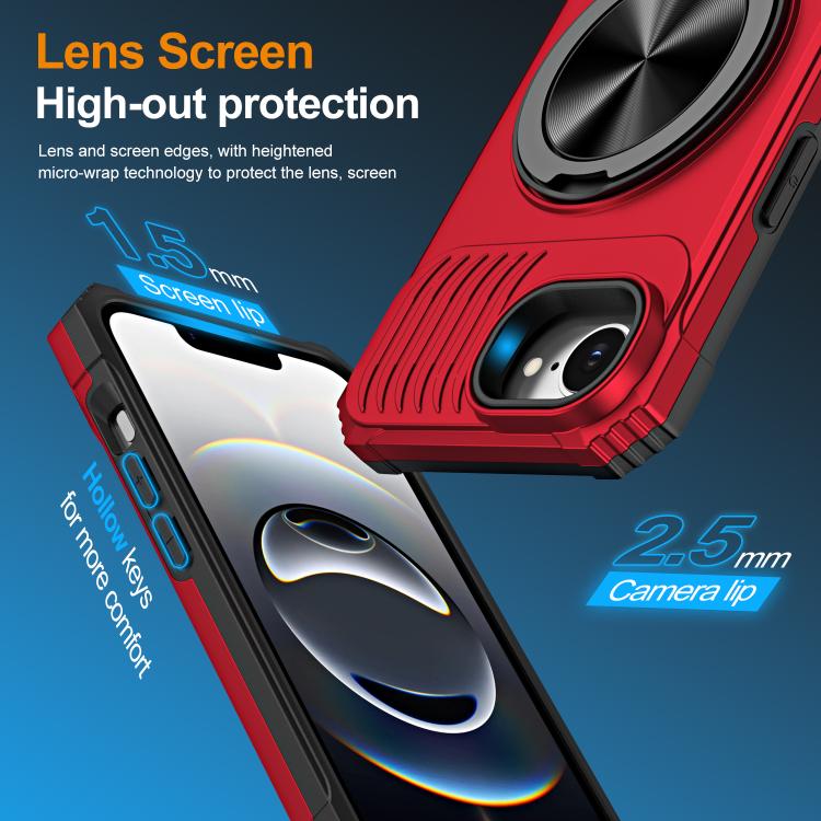 Alloy Rotating Holder MagSafe Shockproof Phone Case, For iPhone 16e���������������...