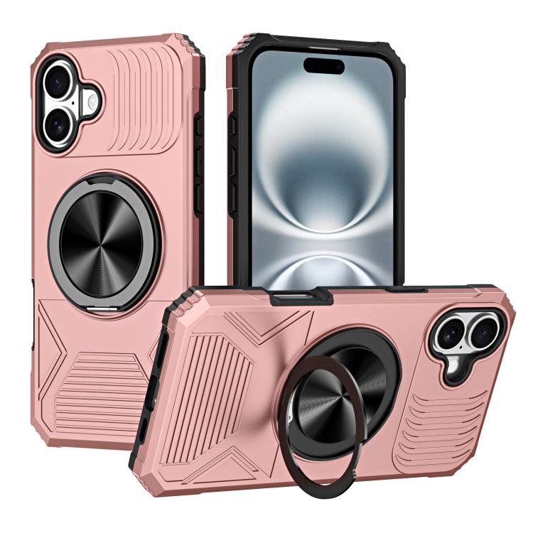 Alloy Rotating Holder MagSafe Shockproof Phone Case, For iPhone 16e���������������...