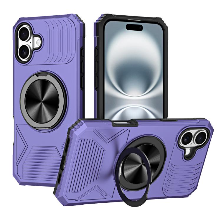 Alloy Rotating Holder MagSafe Shockproof Phone Case, For iPhone 16e���������������...
