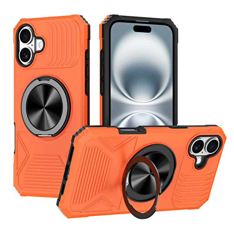 Alloy Rotating Holder MagSafe Shockproof Phone Case, For iPhone 16e���������������...