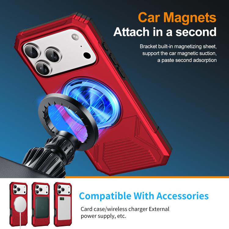 Alloy Rotating Holder MagSafe Shockproof Phone Case, For iPhone 17 Pro Max��������...