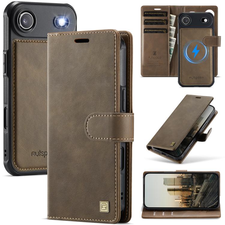 AutSpace A05 2 in 1 Retro Calf Texture MagSafe Magnetic Phone Case����������������...