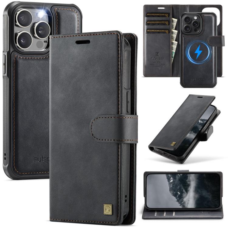 AutSpace A05 2 in 1 Retro Calf Texture MagSafe Magnetic Phone Case, For iPhone 15�...