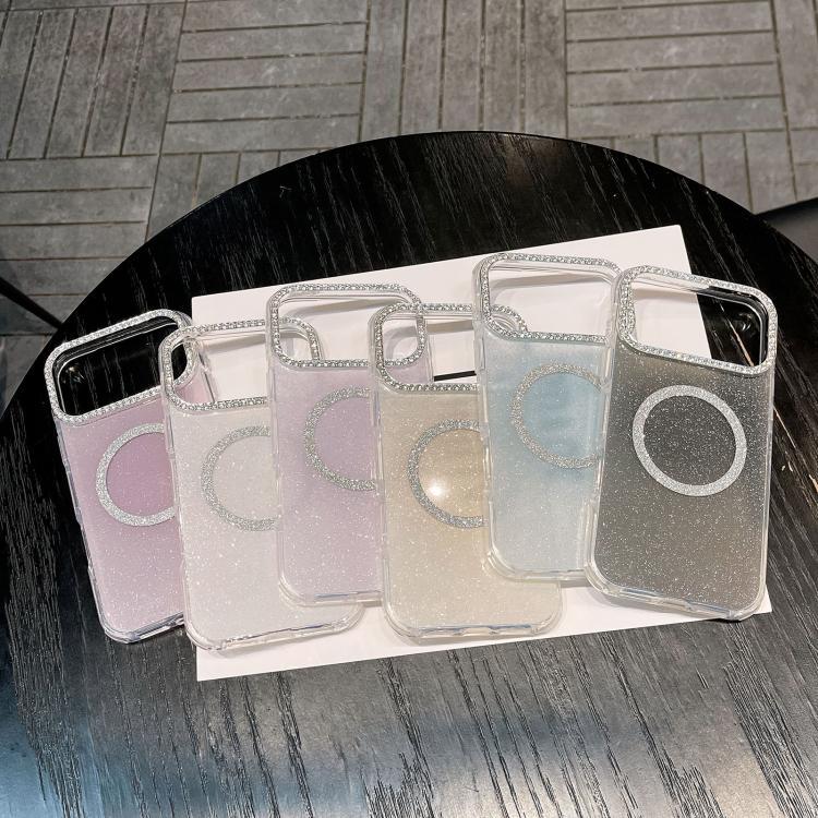 Rounded Edge Semi-transparent Glitter MagSafe Phone Case, For iPhone 13 Pro Max���...