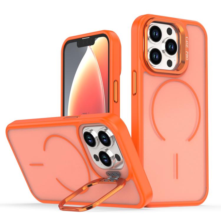 Bright Color Frosted Skin-feel Camera Bracket Magsafe Phone Case, For iPhone 13 Pr...