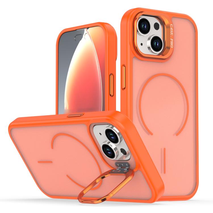 Bright Color Frosted Skin-feel Camera Bracket Magsafe Phone Case, For iPhone 13 Pr...