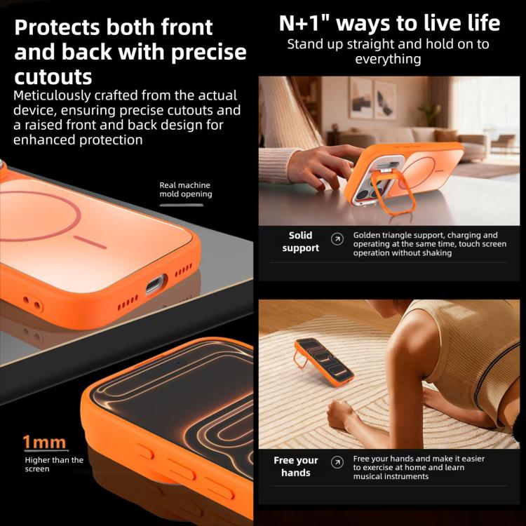 AG Frosted Lens Holder MagSafe Phone Case, For iPhone 17 Pro Max, For iPhone 17 Pr...