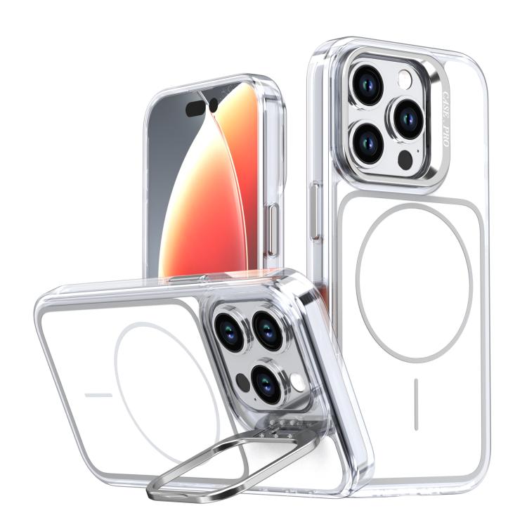 Bright Color Blocking Camera Bracket Magnetic Phone Case, For iPhone 15 Pro Max���...