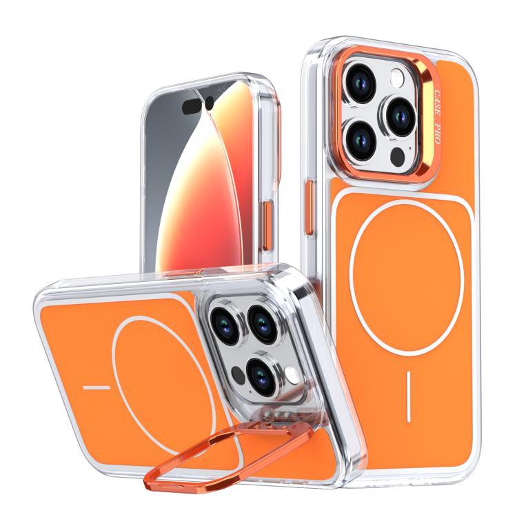 Bright Color Blocking Camera Bracket Magnetic Phone Case, For iPhone 15 Pro Max���...