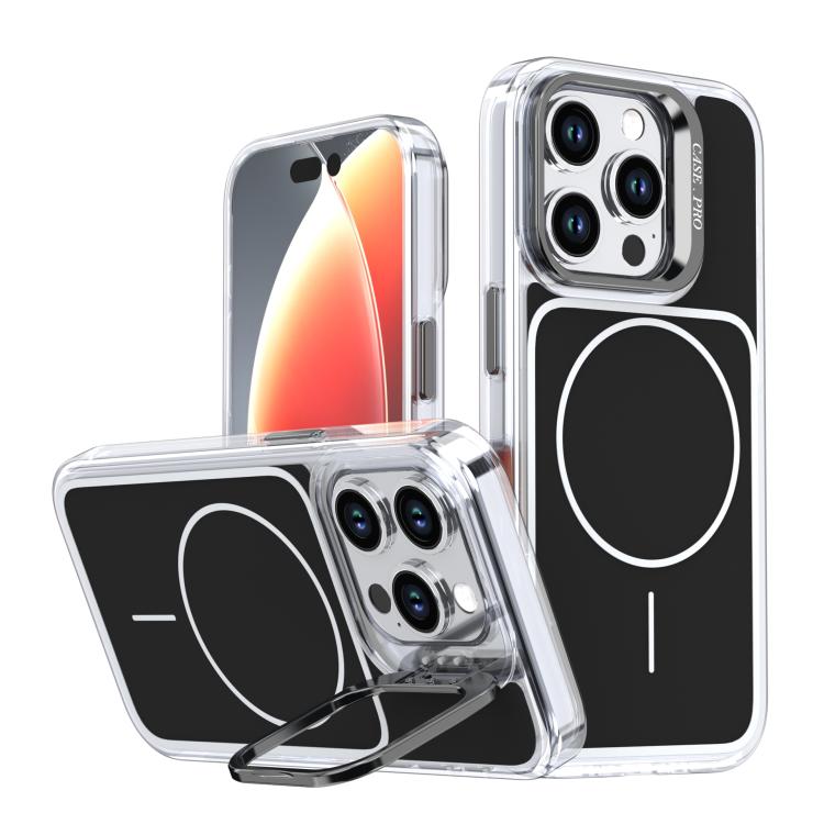 Bright Color Blocking Camera Bracket Magnetic Phone Case, For iPhone 15 Pro Max���...