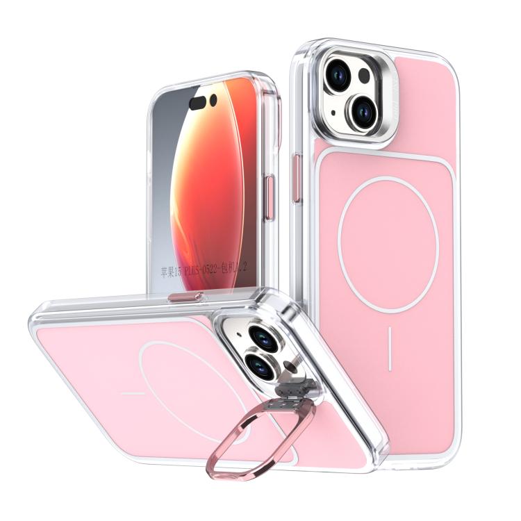 Bright Color Blocking Camera Bracket Magnetic Phone Case, For iPhone 15 Pro Max���...